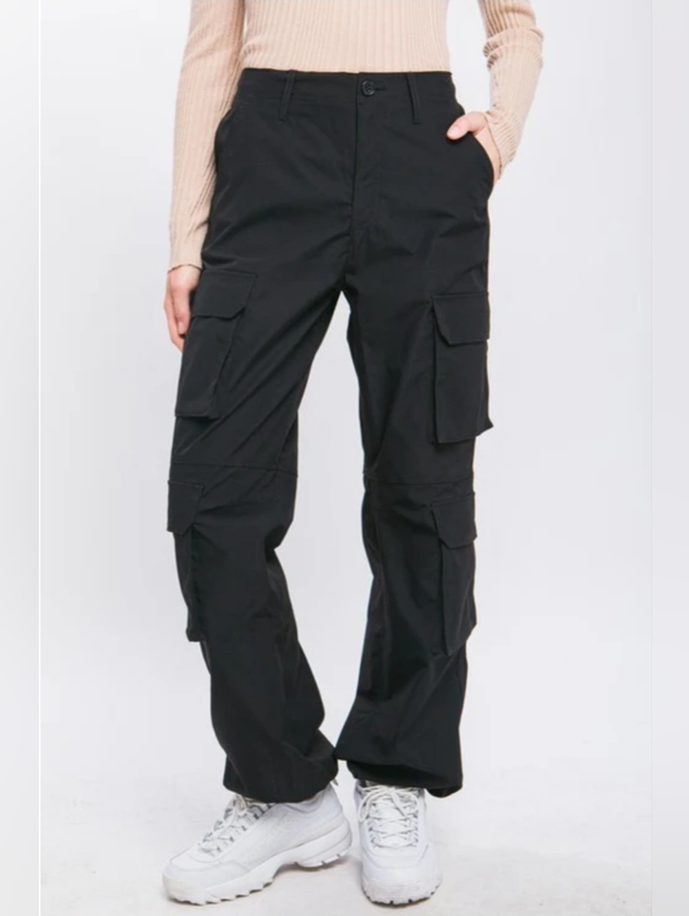 Love Tree Black Cargo Pants with Utility Pockets Size L